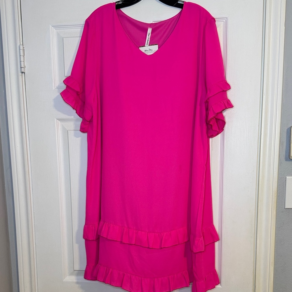 Now N Forever Pink Ruffle Midi Dress